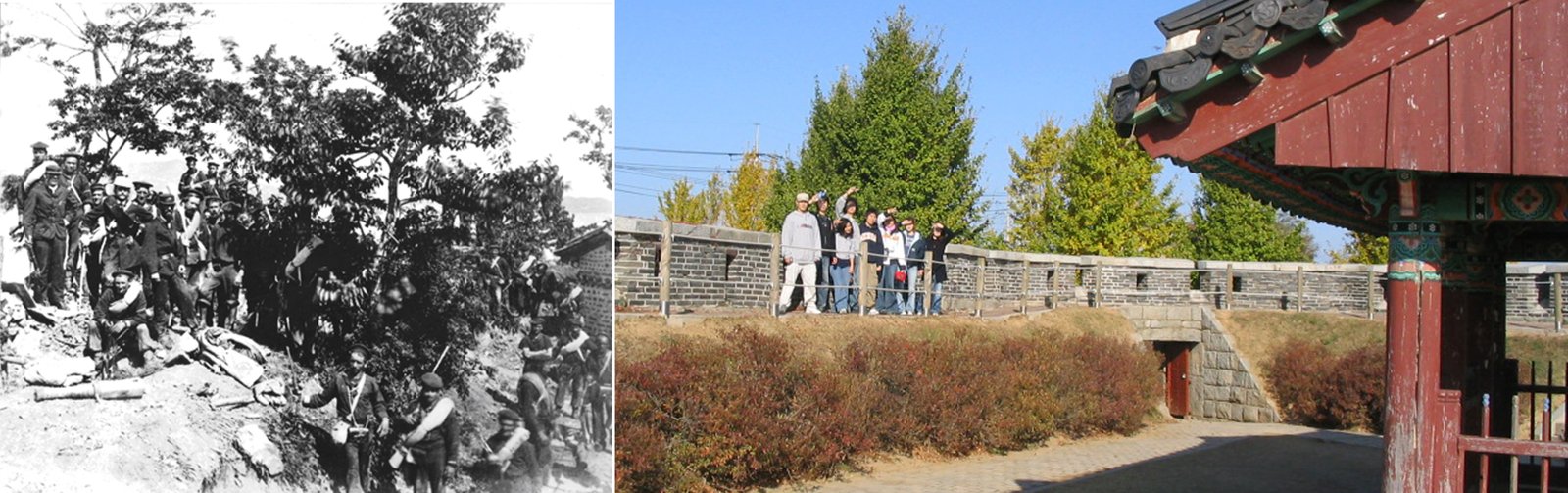 Choji Fort, interior, entrance at NNW wall; Left--1871, Right--2006
