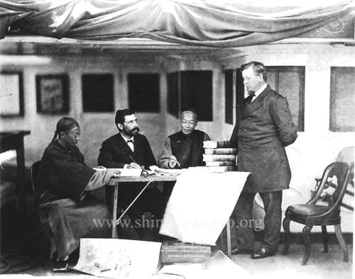 KWG37 "Edward Drew and Frederick Low with Chinese translators"